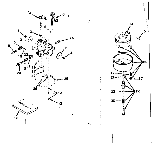 Carburetor Diagram and Parts List for 143587012  Craftsman Engine