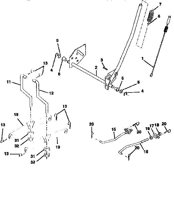Lift Diagram and Parts List for 917259980  Craftsman Lawn Tractor