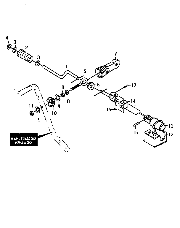 Chute Control Rod Diagram and Parts List for 536886380  Craftsman Snow Blower