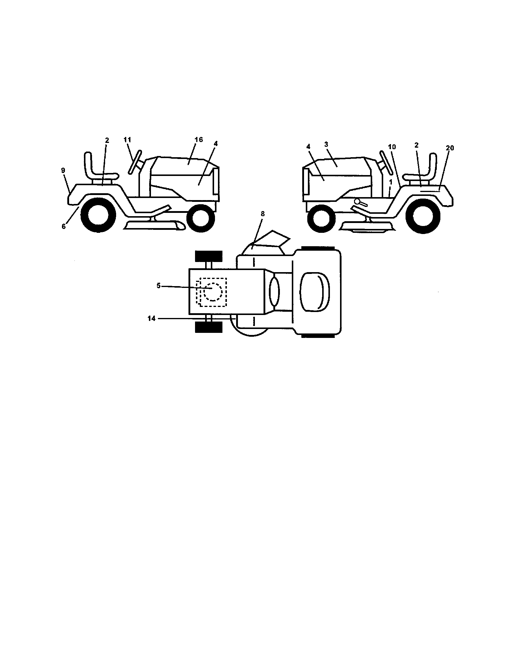 Decals Diagram and Parts List for 917279941  Craftsman Lawn Tractor