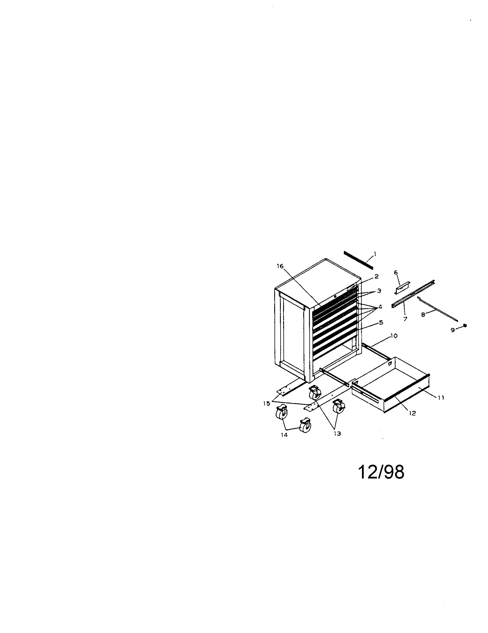8-drawer Roller Cabinet Diagram and Parts List for 706659490  Craftsman Tool Stand & Cart