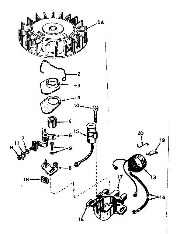 Magneto Diagram and Parts List for 143576002  Craftsman Engine