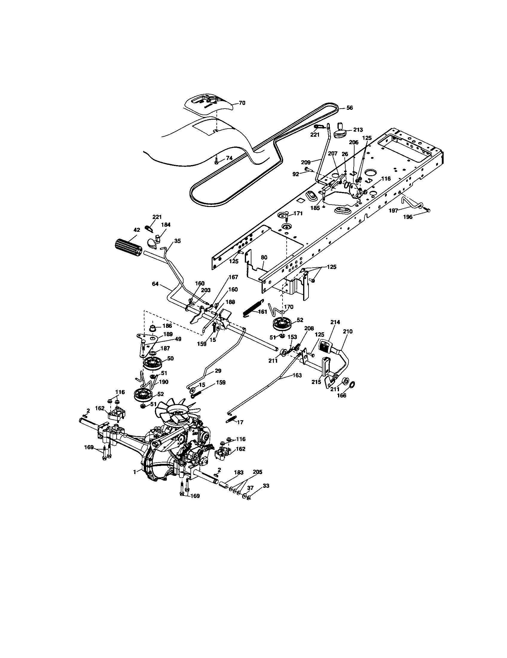 Ground Drive Diagram and Parts List for 917276904  Craftsman Lawn Tractor