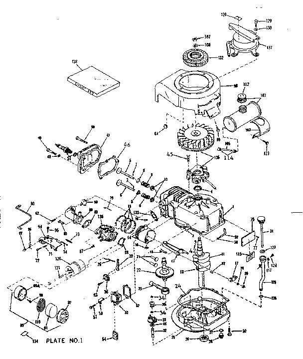 Basic Engine Diagram and Parts List for 143131082  Craftsman Engine