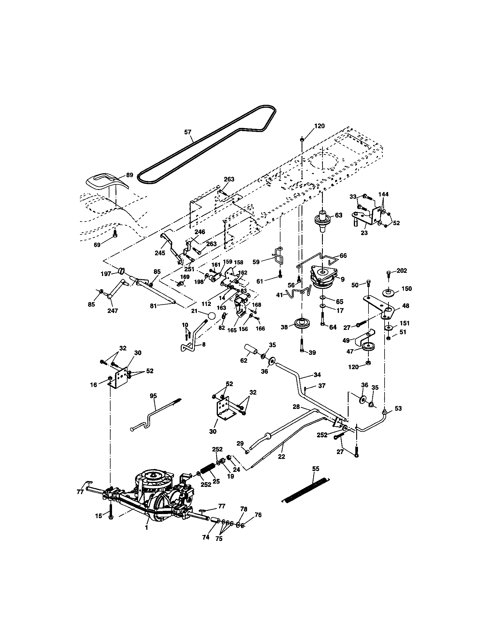 Ground Drive Diagram and Parts List for 9172736403  Craftsman Lawn Tractor