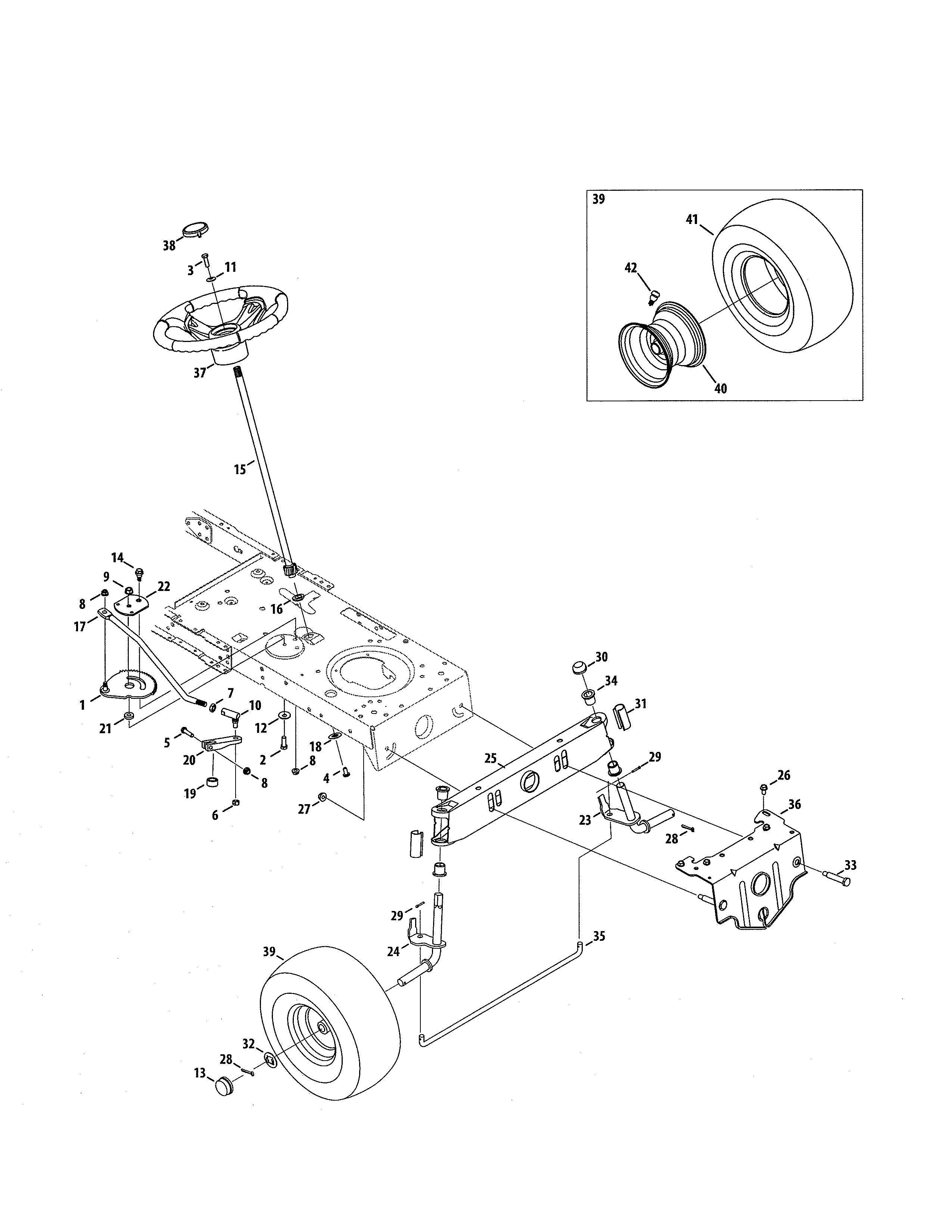 Steering Diagram and Parts List for 247203751  Craftsman Lawn Tractor