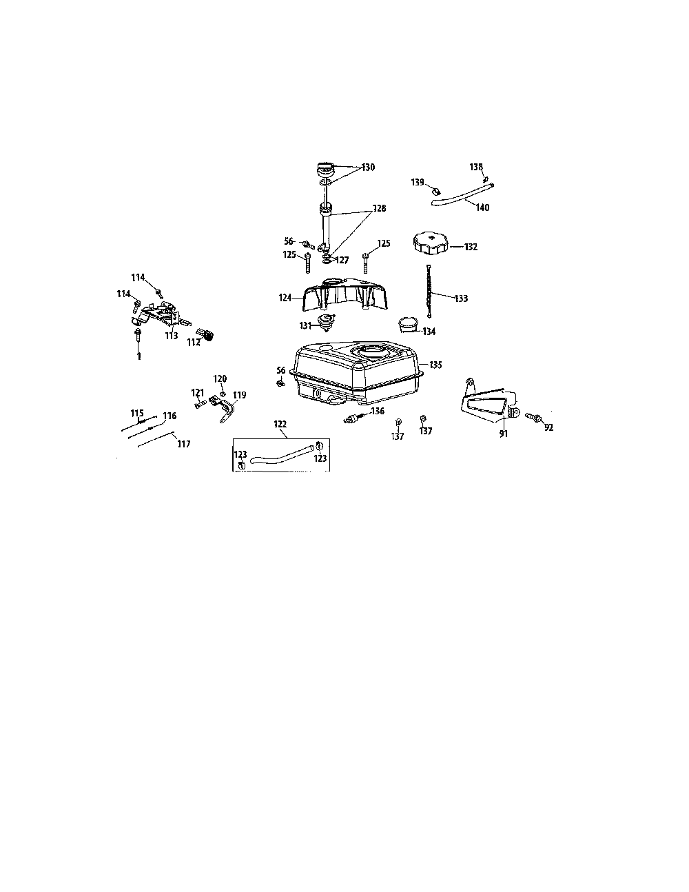 Fuel tank Diagram and Parts List for CMXGLAM1143200  Craftsman Log Splitter