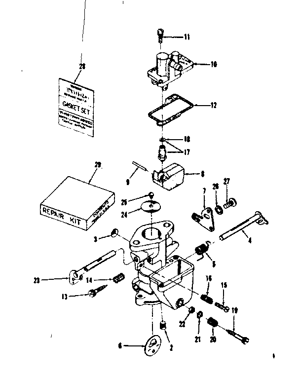 Carburetor No. 29636 Diagram and Parts List for 14325251  Craftsman Engine