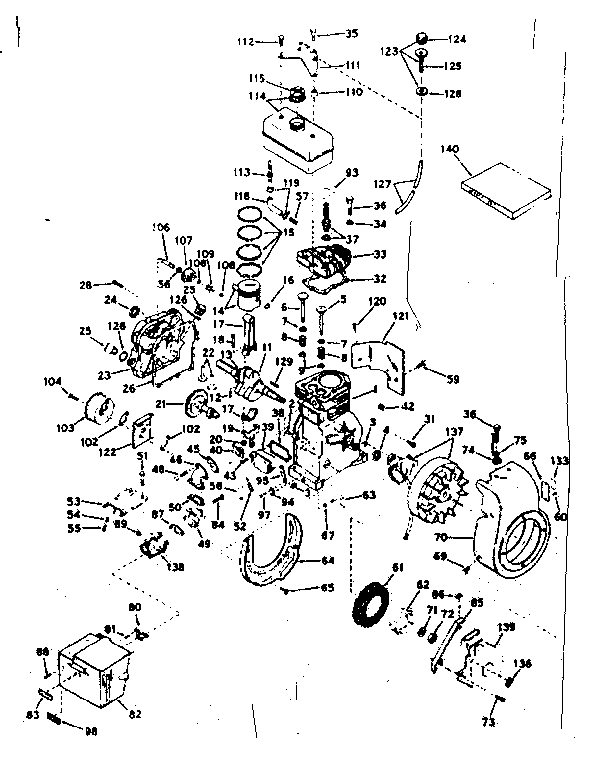 Basic Engine Diagram and Parts List for 143574112  Craftsman Engine