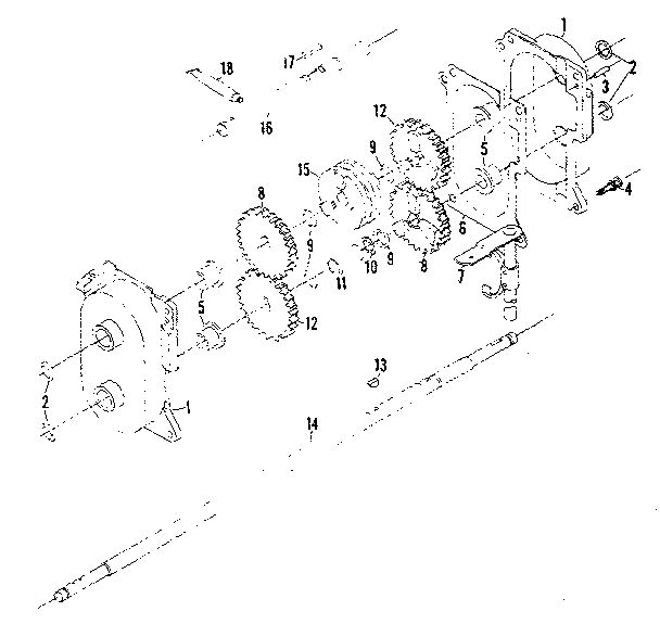 Gear Case Assembly Diagram and Parts List for 13197775  Craftsman Lawn Mower