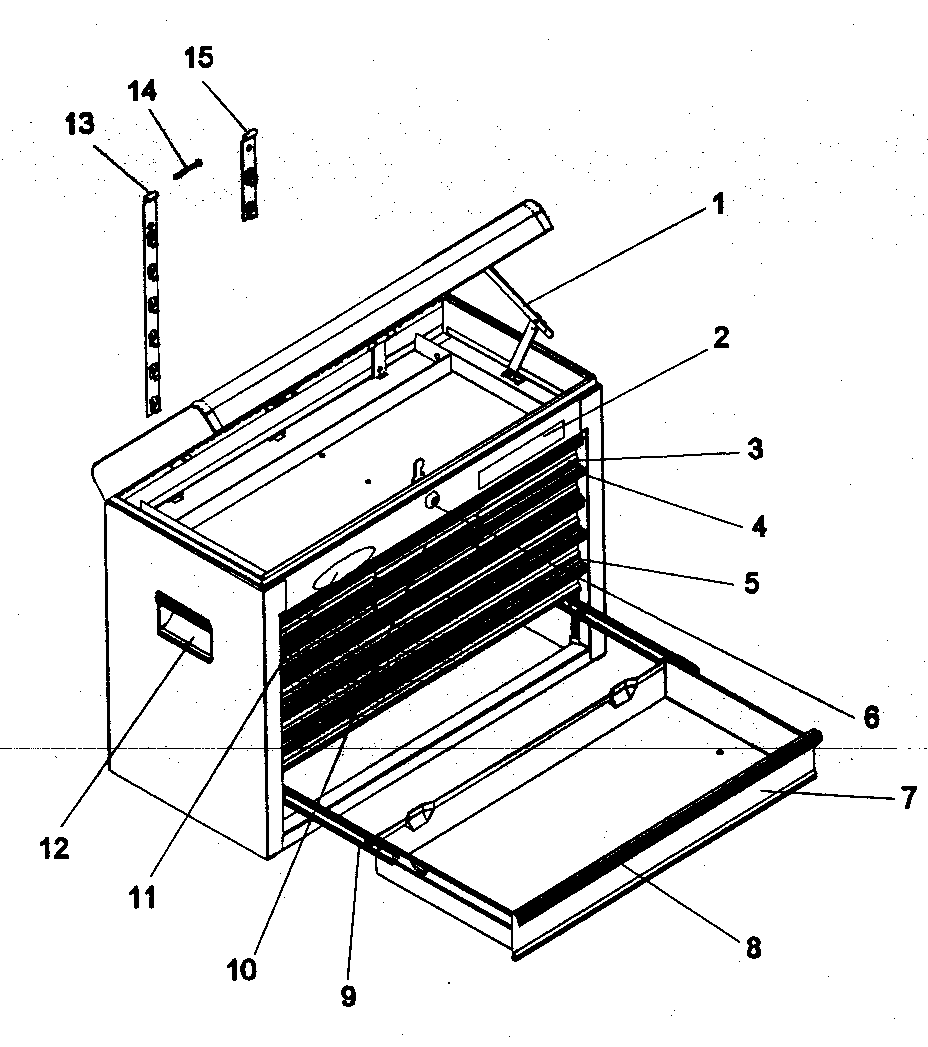 Chest Diagram and Parts List for 706599082  Craftsman Tool Stand & Cart