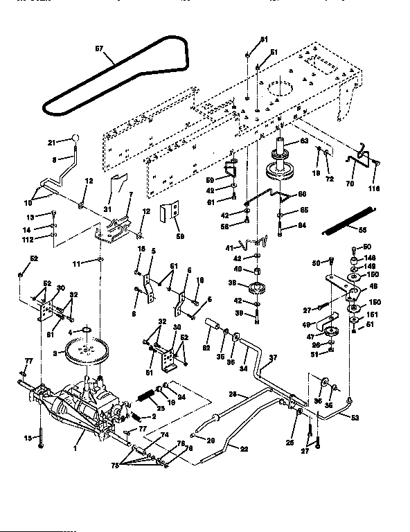 Drive Diagram and Parts List for 917270610  Craftsman Lawn Tractor