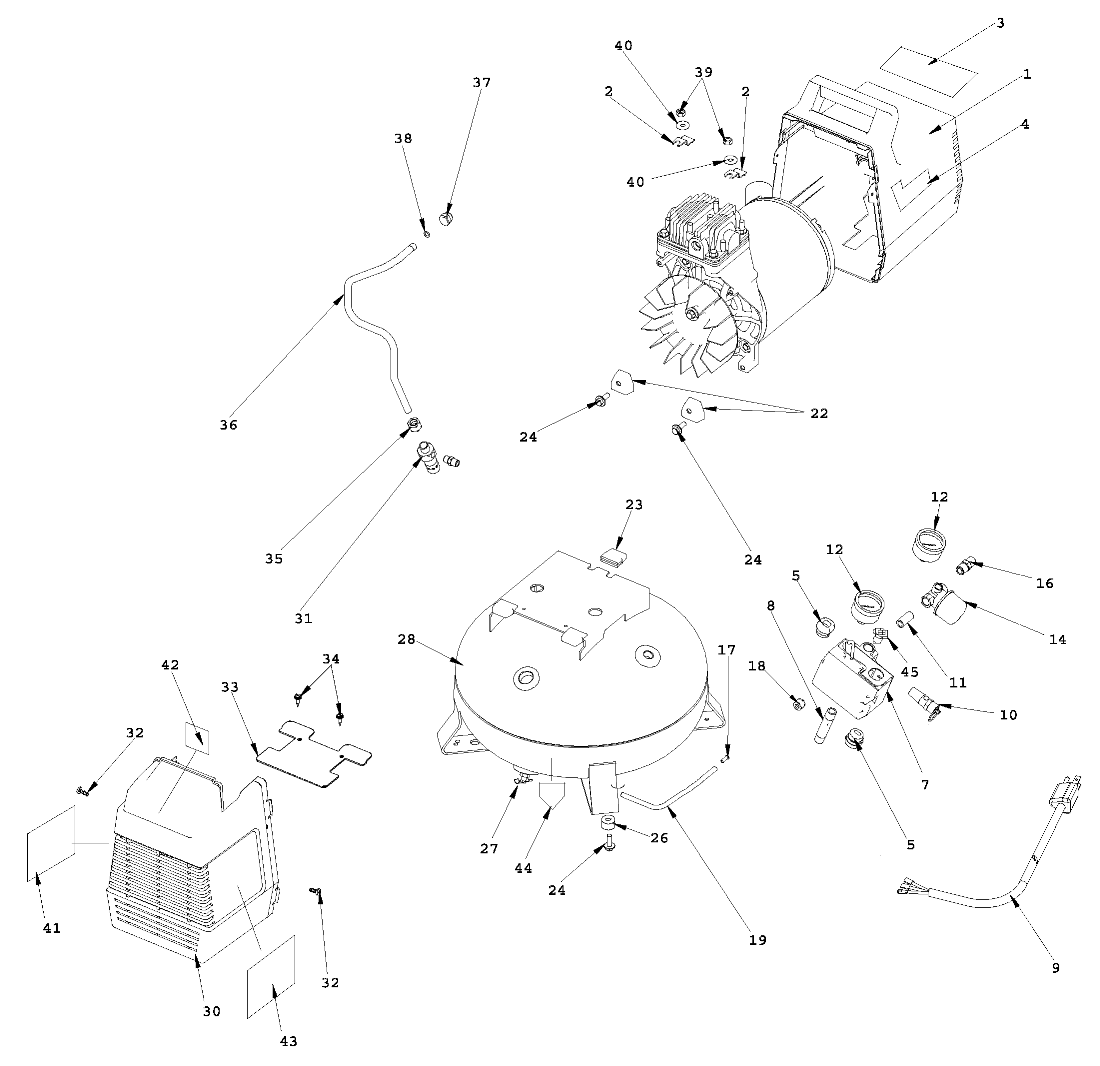 Default Diagram and Parts List for 919-16735 Type 0 Craftsman Compressor