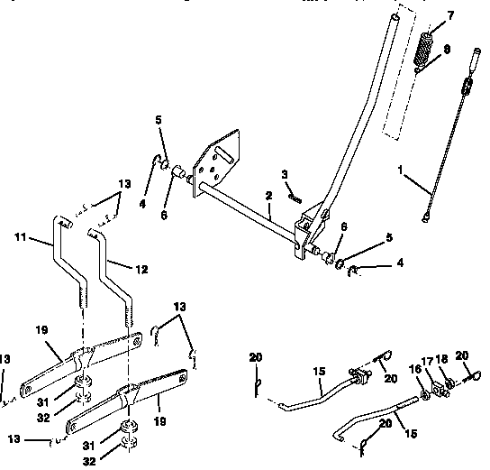 Lift Diagram and Parts List for 917258471  Craftsman Lawn Tractor