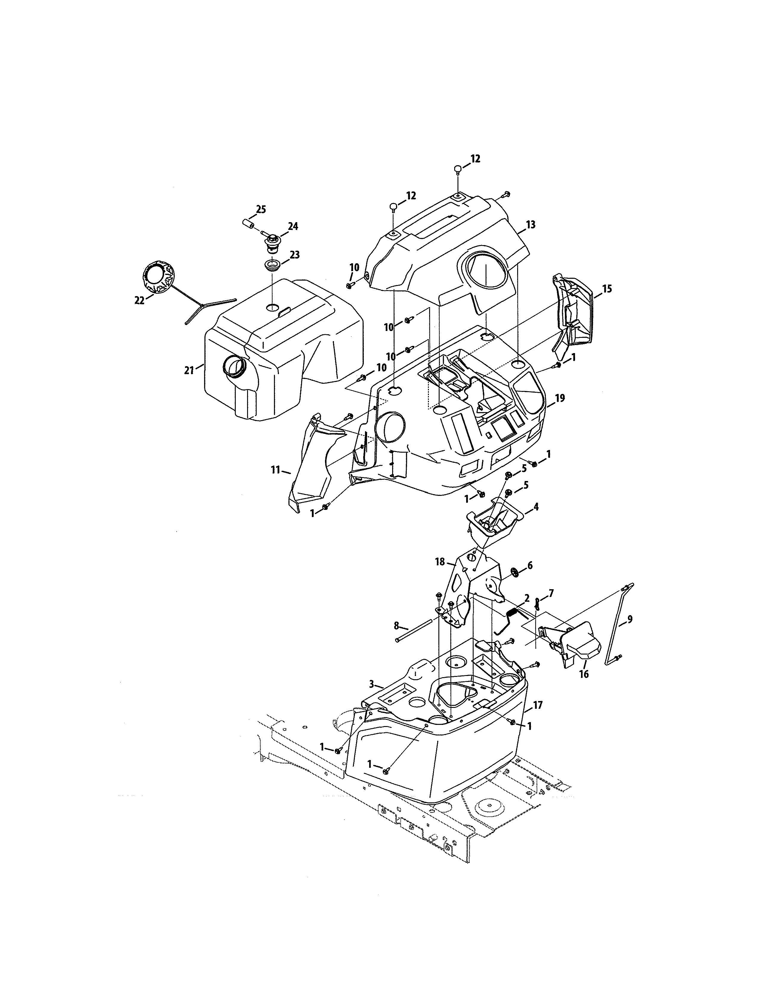 Steering Mount/bumper Diagram and Parts List for 247270480  Craftsman Lawn Tractor