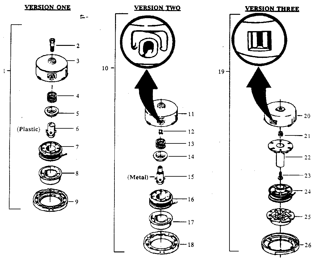 3 Version Cutting Head Diagram and Parts List for 234795520  Craftsman Trimmer
