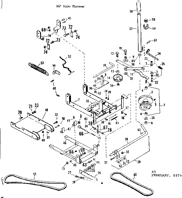 Main Frame Diagram and Parts List for 842260062  Craftsman Snow Blower