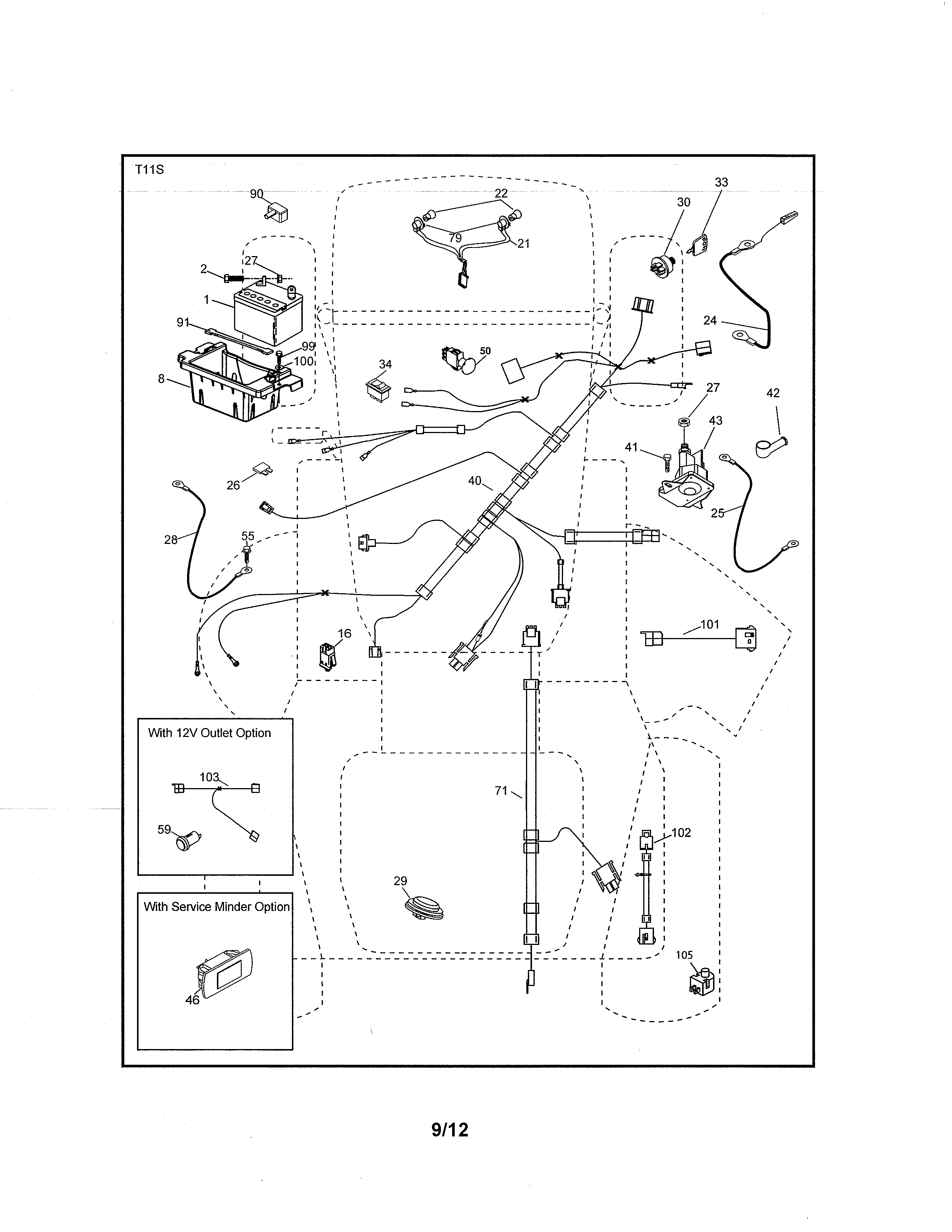 Electrical Diagram and Parts List for 917286420  Craftsman Lawn Tractor