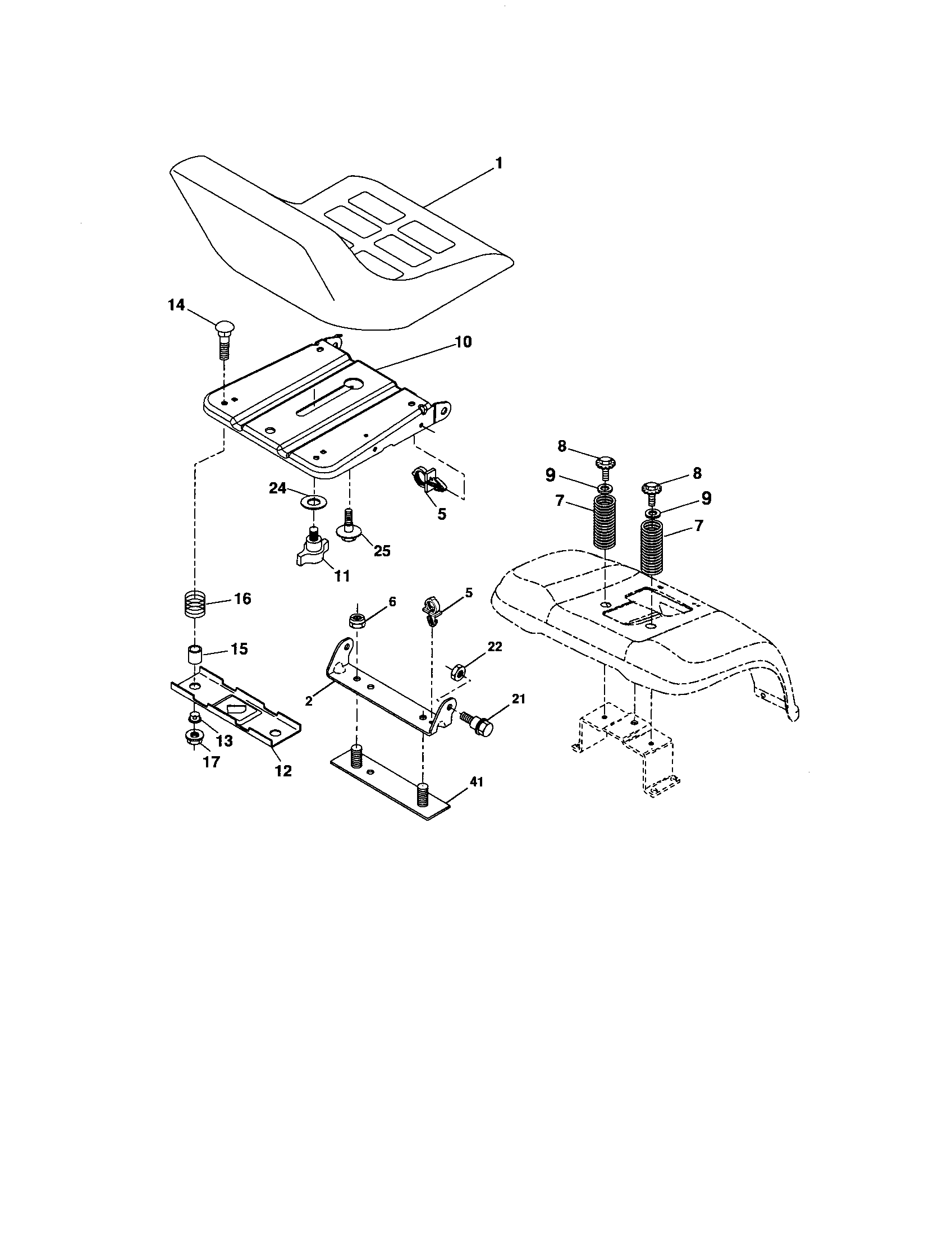 Seat Assembly Diagram and Parts List for 917276780  Craftsman Lawn Tractor