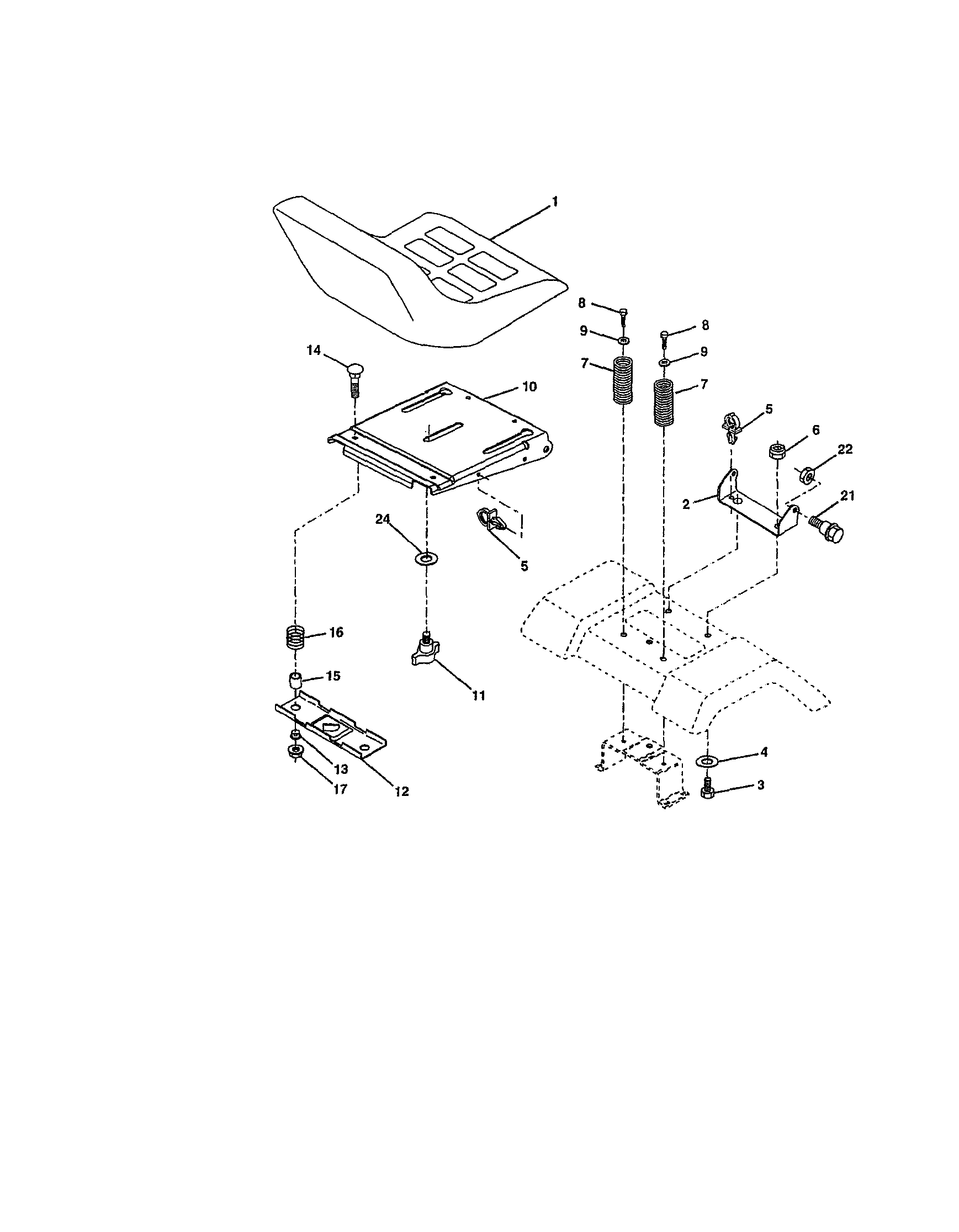 Seat Diagram and Parts List for 917273402  Craftsman Lawn Tractor