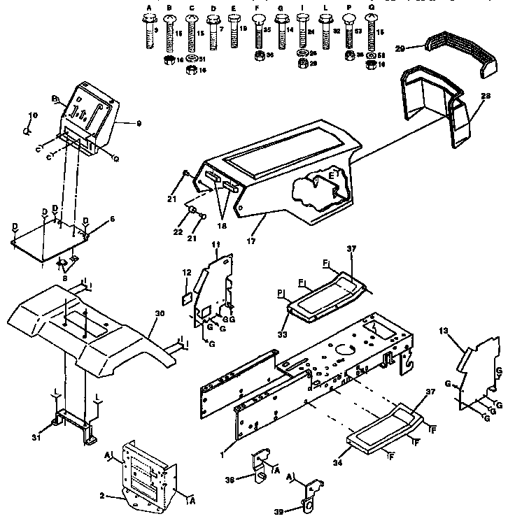 Chassis And Enclosures Diagram and Parts List for 917257631  Craftsman Lawn Tractor