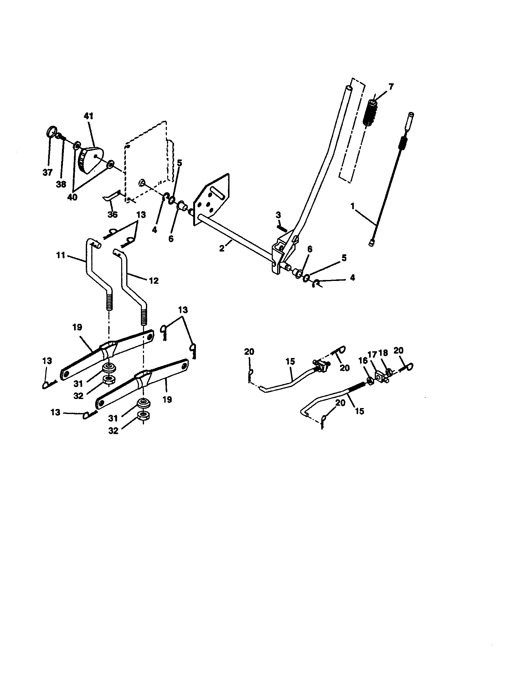 Lift Assembly Diagram and Parts List for 917274033  Craftsman Lawn Tractor