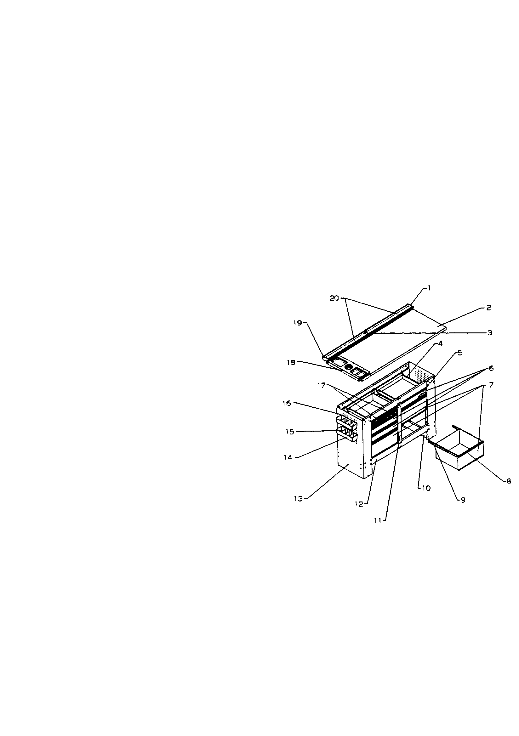 8 Drawer Workbench Diagram and Parts List for 706659780  Craftsman Tool Stand & Cart