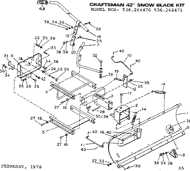 Replacement Parts Diagram and Parts List for 536264470  Craftsman Snow Blower