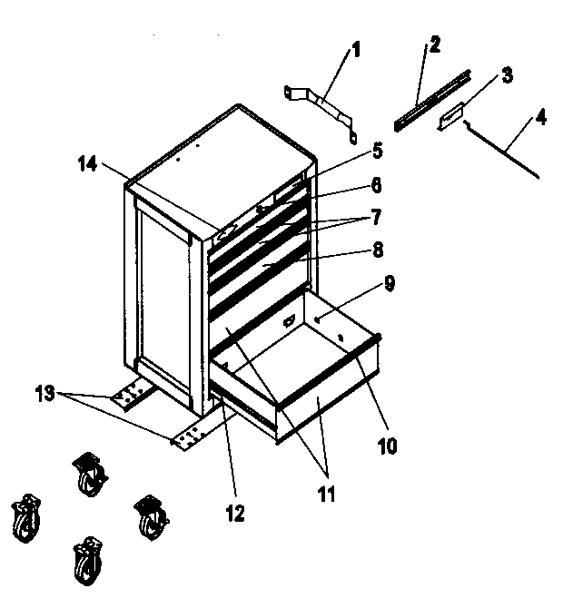 Chest Diagram and Parts List for 706592581  Craftsman Tool Stand & Cart