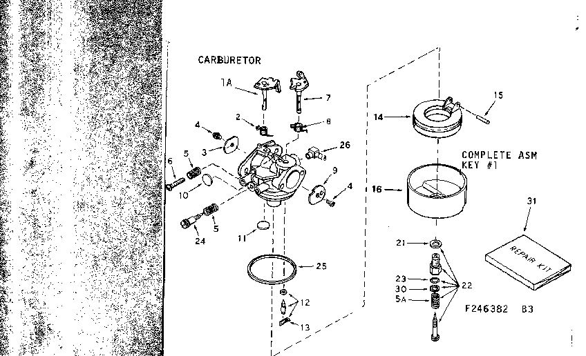 Carburetor Diagram and Parts List for 143246382  Craftsman Engine