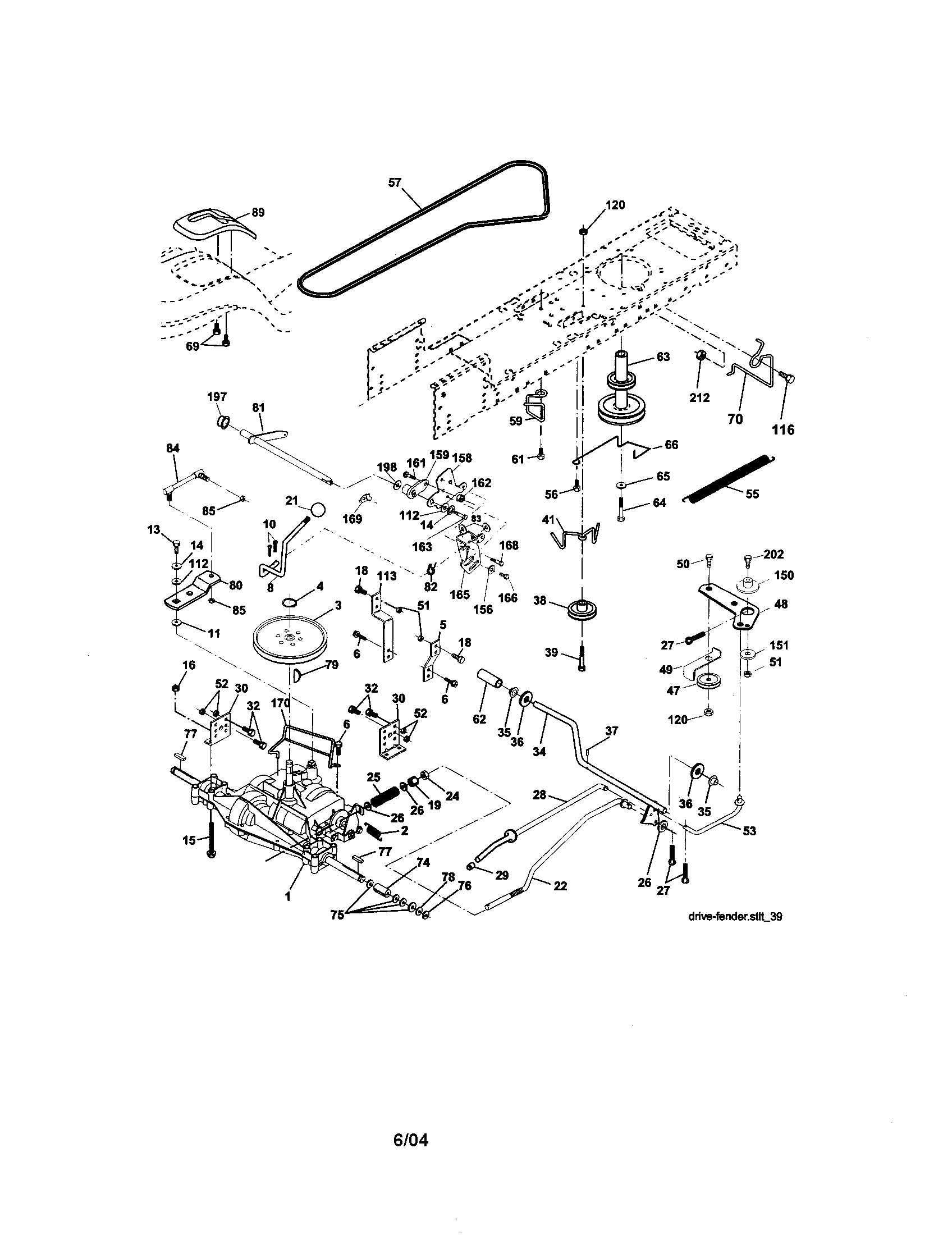 Ground Drive Diagram and Parts List for 917273753  Craftsman Lawn Tractor