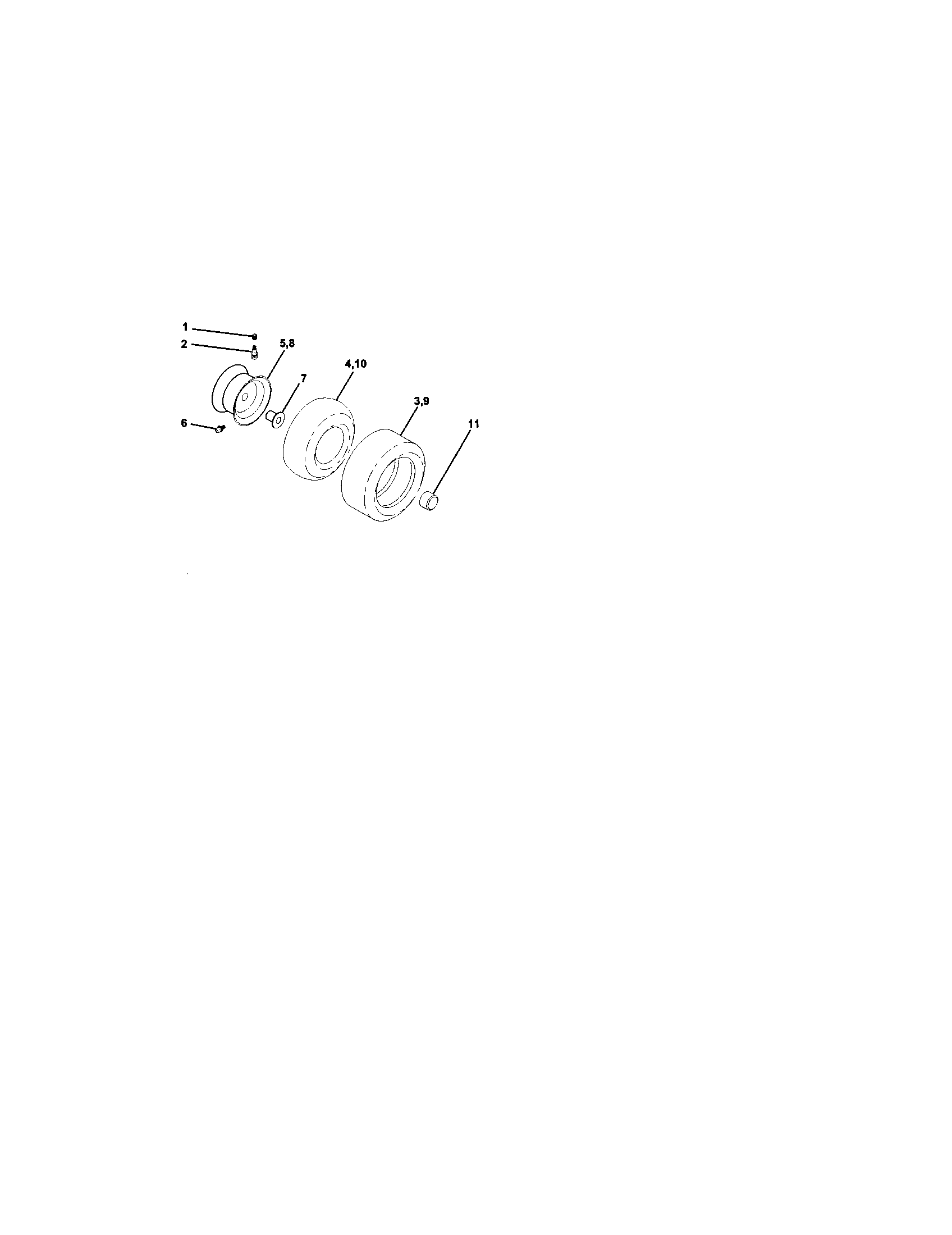 Wheels And Tires Diagram and Parts List for 917272441  Craftsman Lawn Tractor