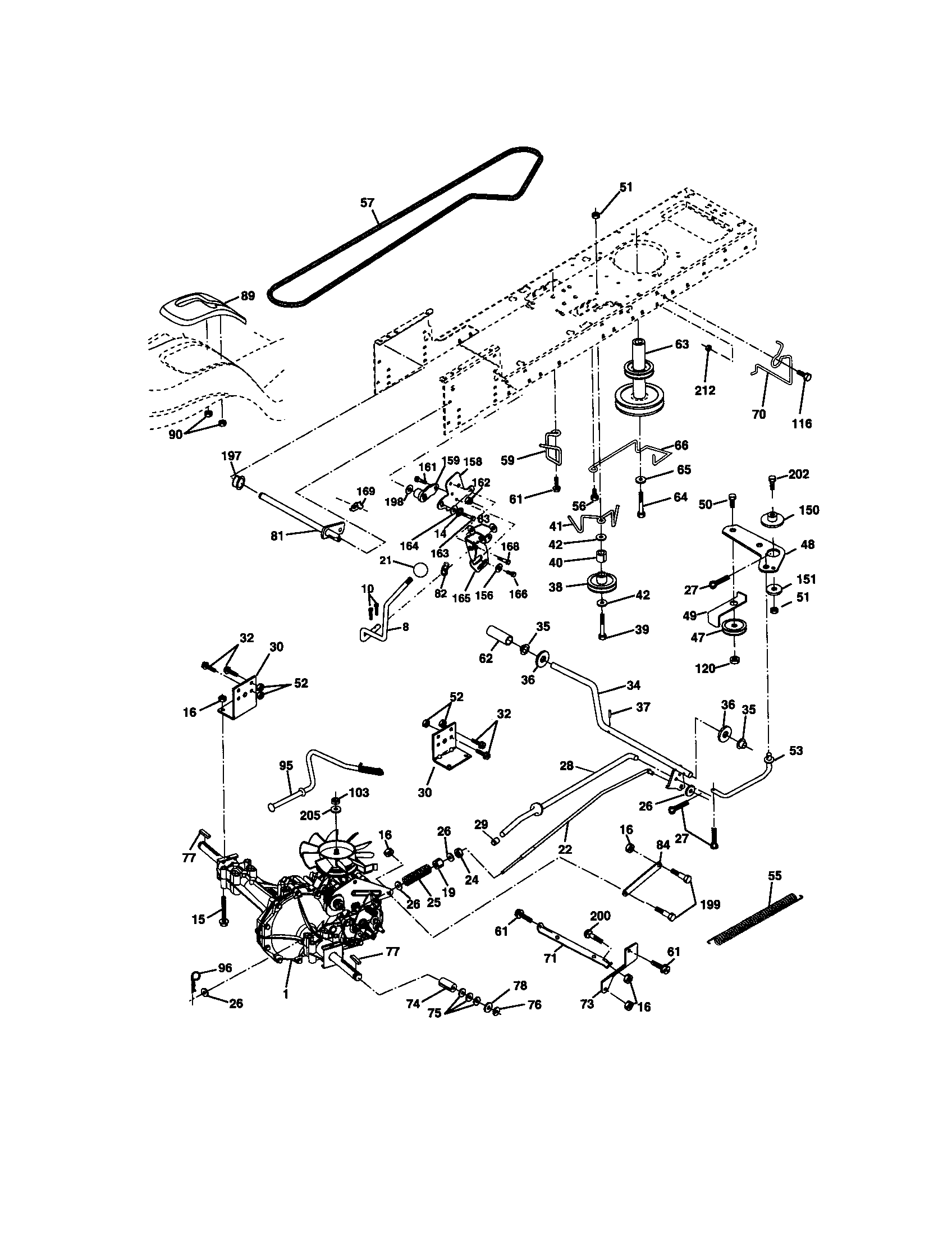 Ground Drive Diagram and Parts List for 917271641  Craftsman Lawn Tractor