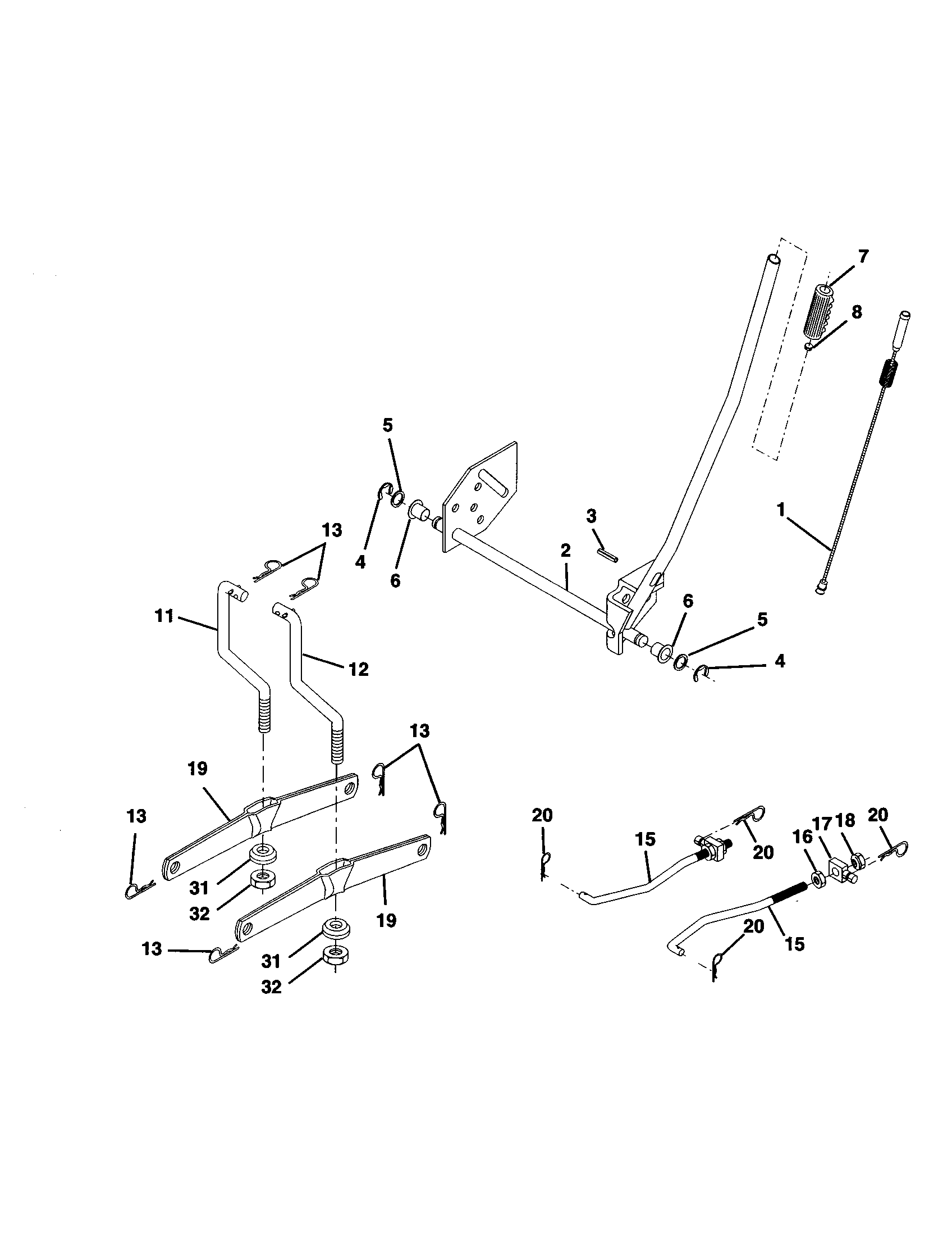 Lift Assembly Diagram and Parts List for 917277041  Craftsman Lawn Tractor