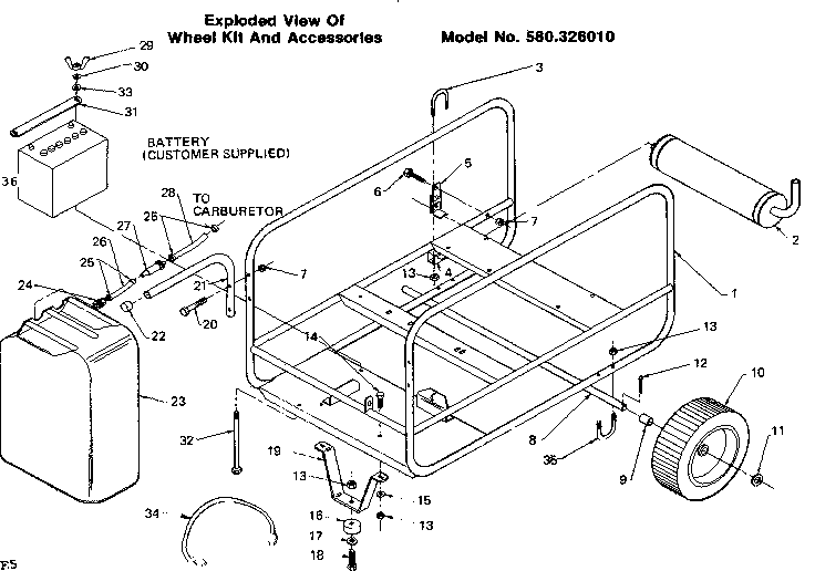 Wheel Kit And Accessories Diagram and Parts List for 580326010  Craftsman Engine