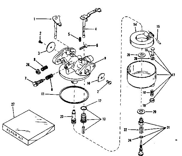 Carbuetor Diagram and Parts List for 143524031  Craftsman Engine
