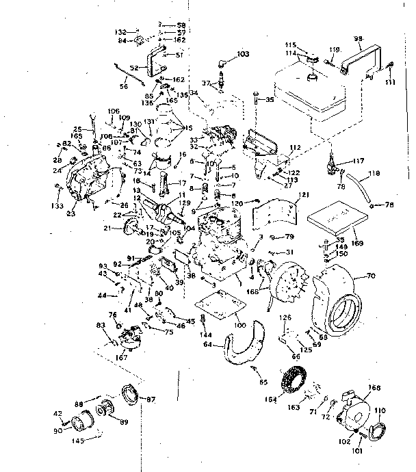 Basic Engine Diagram and Parts List for 143576122  Craftsman Engine