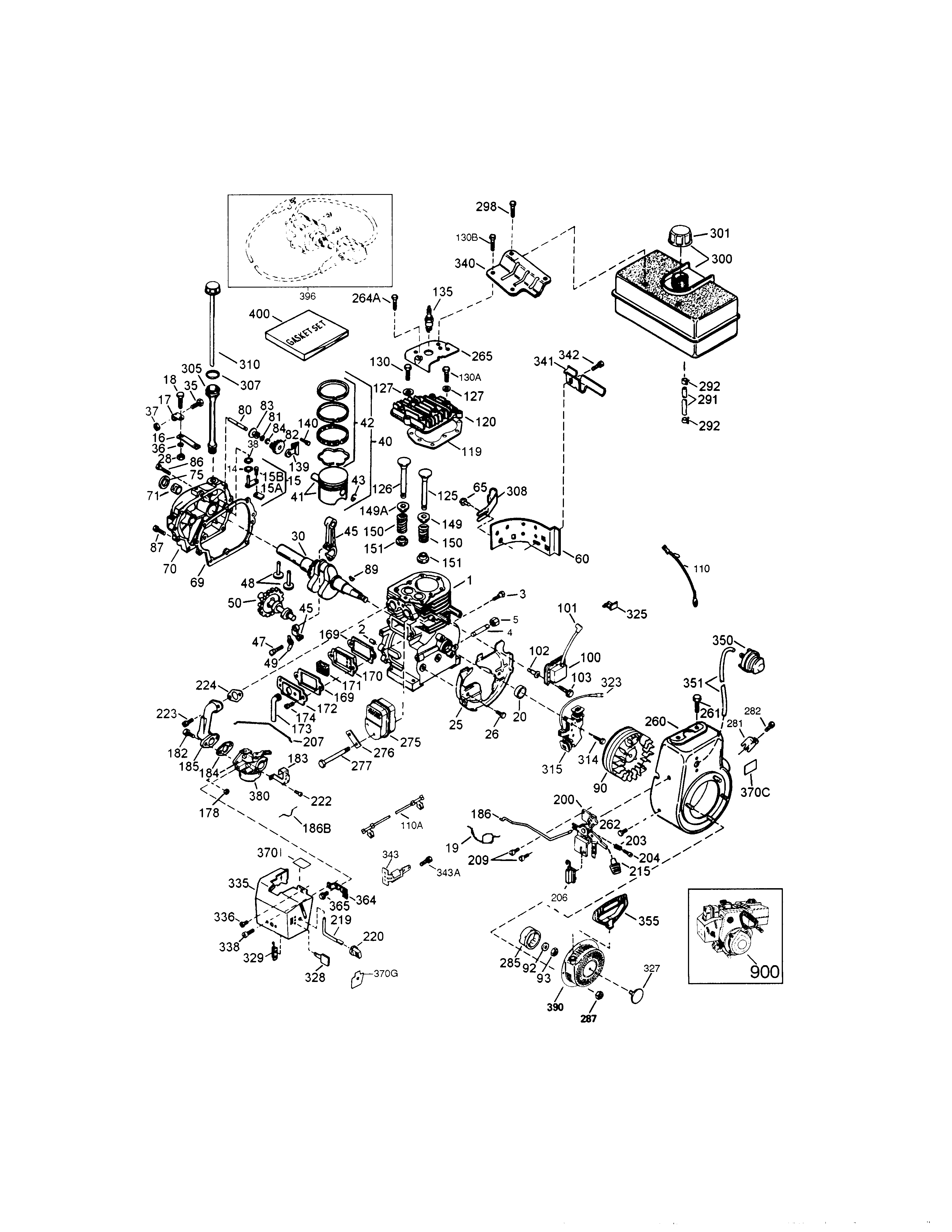 Engine Assembly (143.029003) Diagram and Parts List for 143029003  Craftsman Engine