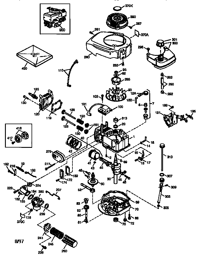 Engine 143.974036 Diagram and Parts List for 143974036  Craftsman Engine