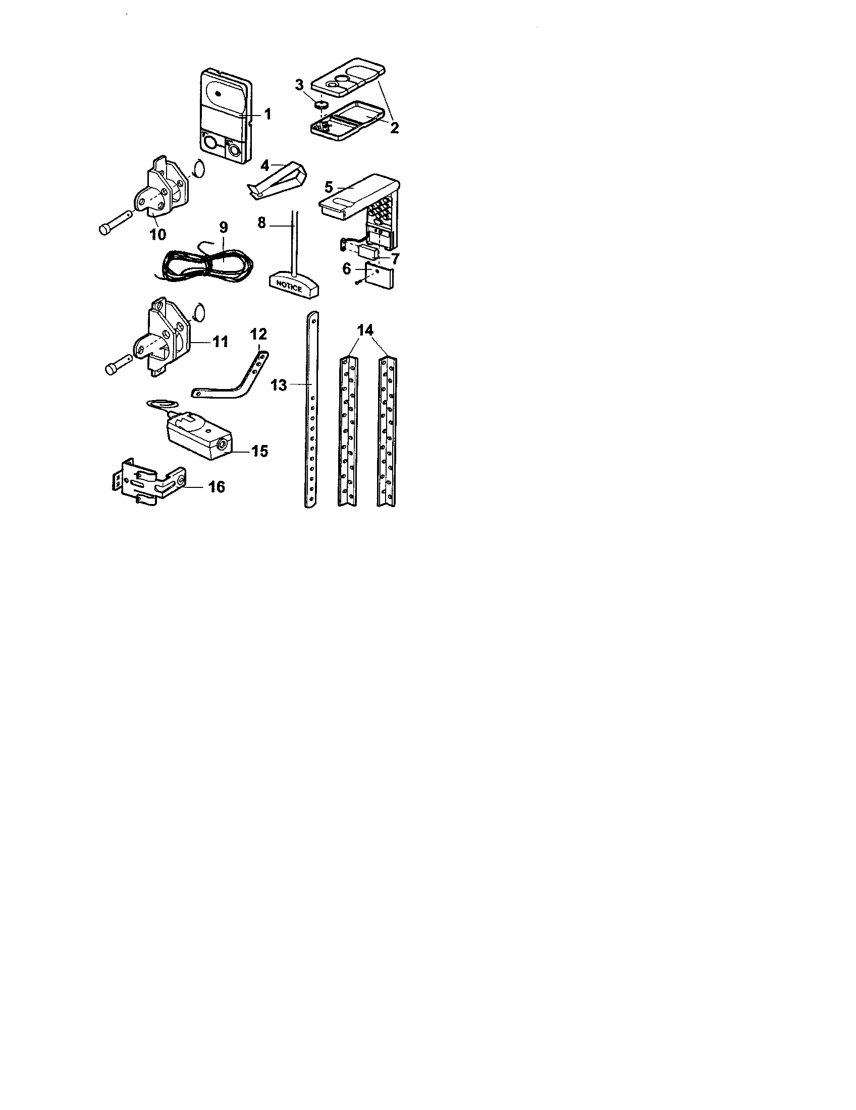 Installation Parts Diagram and Parts List for 13953985  Craftsman Garage Door Opener
