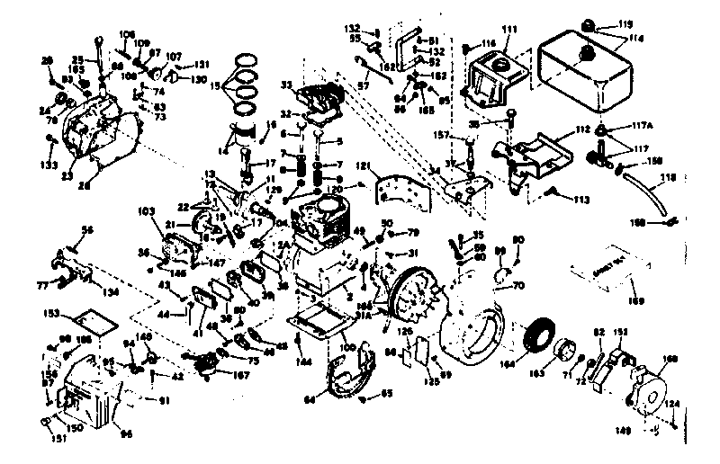 Basic Engine Diagram and Parts List for 143626312  Craftsman Engine