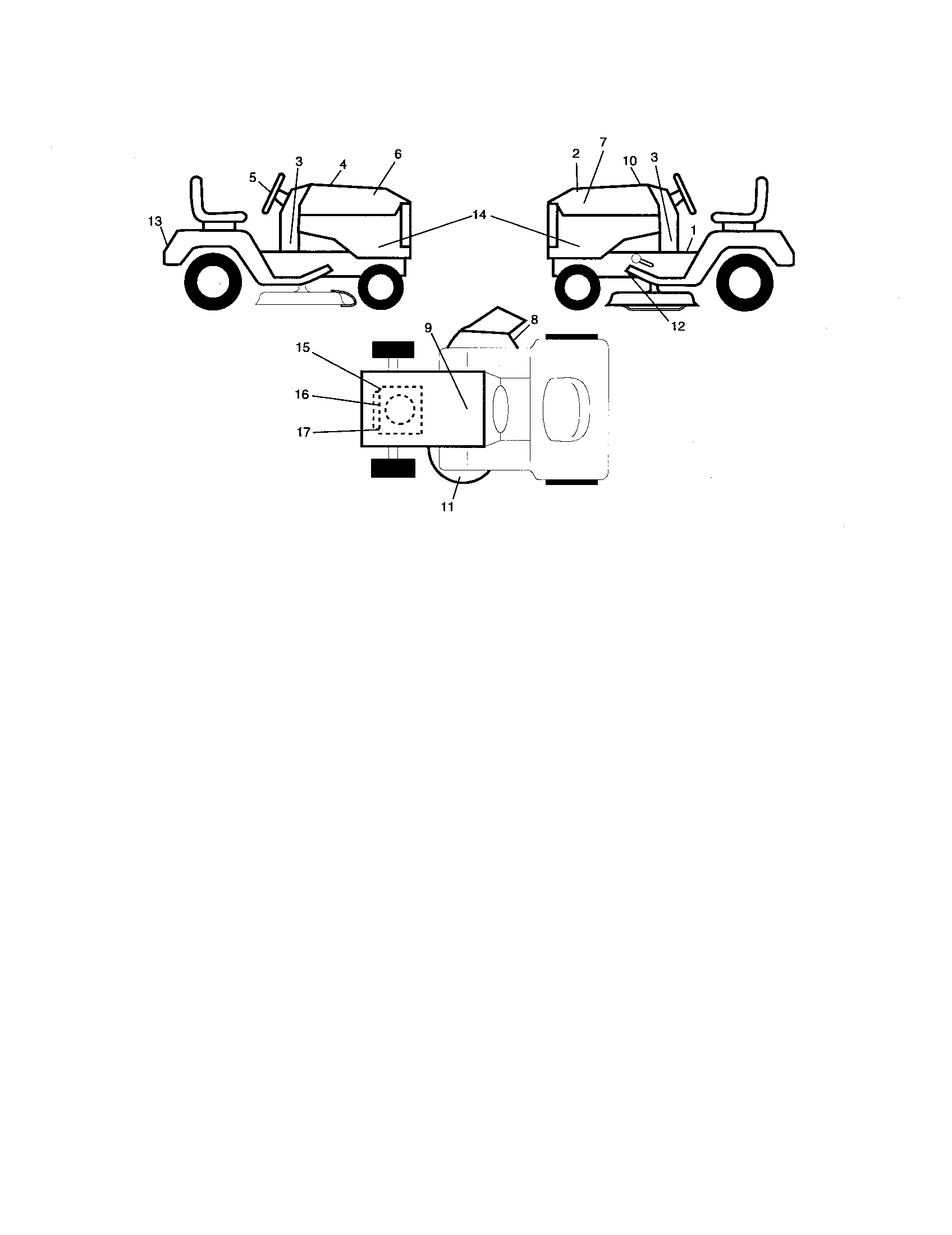 Decals Diagram and Parts List for 917276884  Craftsman Lawn Tractor