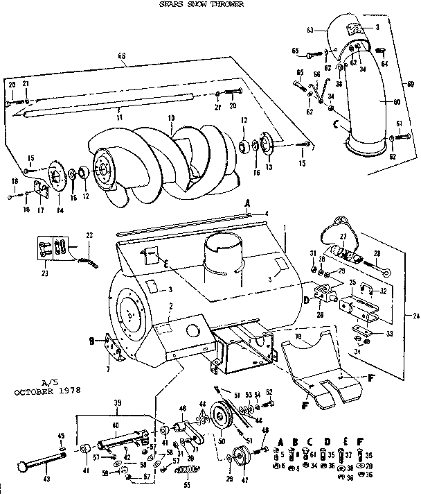 Auger  Assembly Diagram and Parts List for 84226009  Craftsman Snow Blower