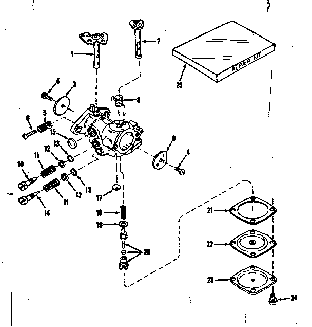Carburetor Diagram and Parts List for 143102060  Craftsman Engine