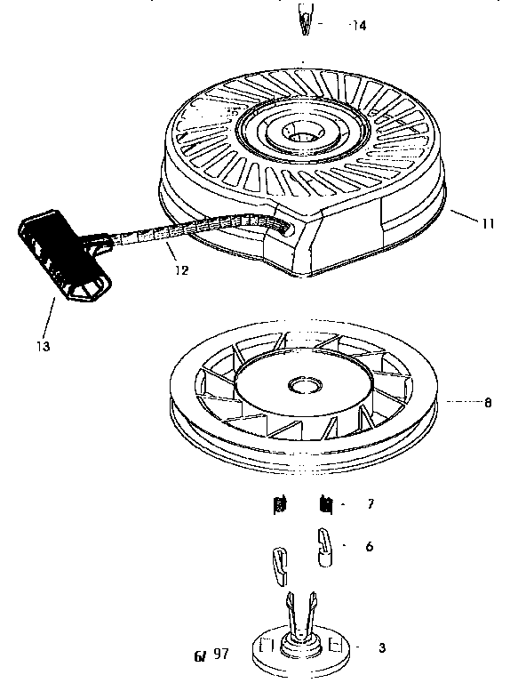 Starter 590738 Diagram and Parts List for 143985018  Craftsman Engine