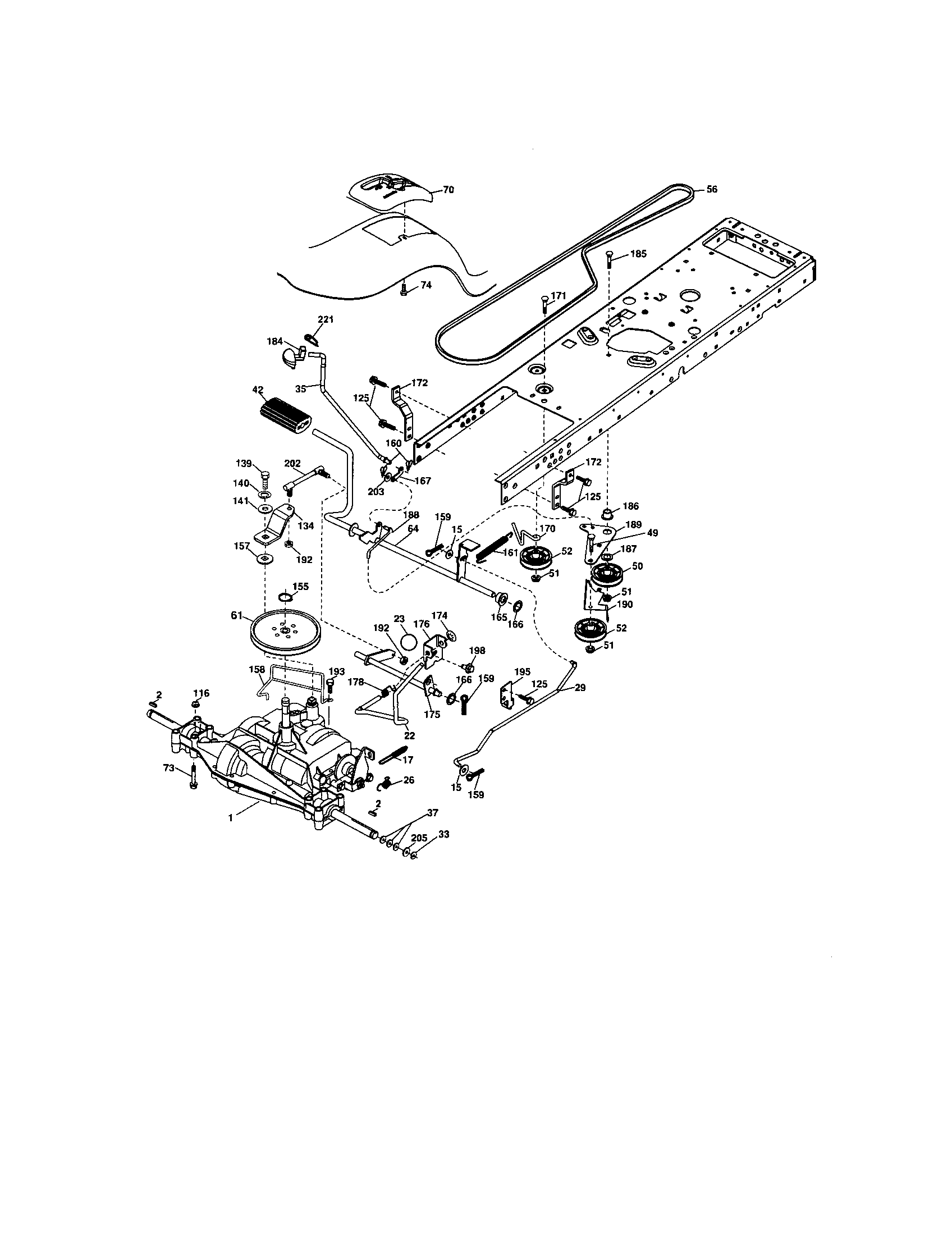 Ground Drive Diagram and Parts List for 917287251  Craftsman Lawn Tractor