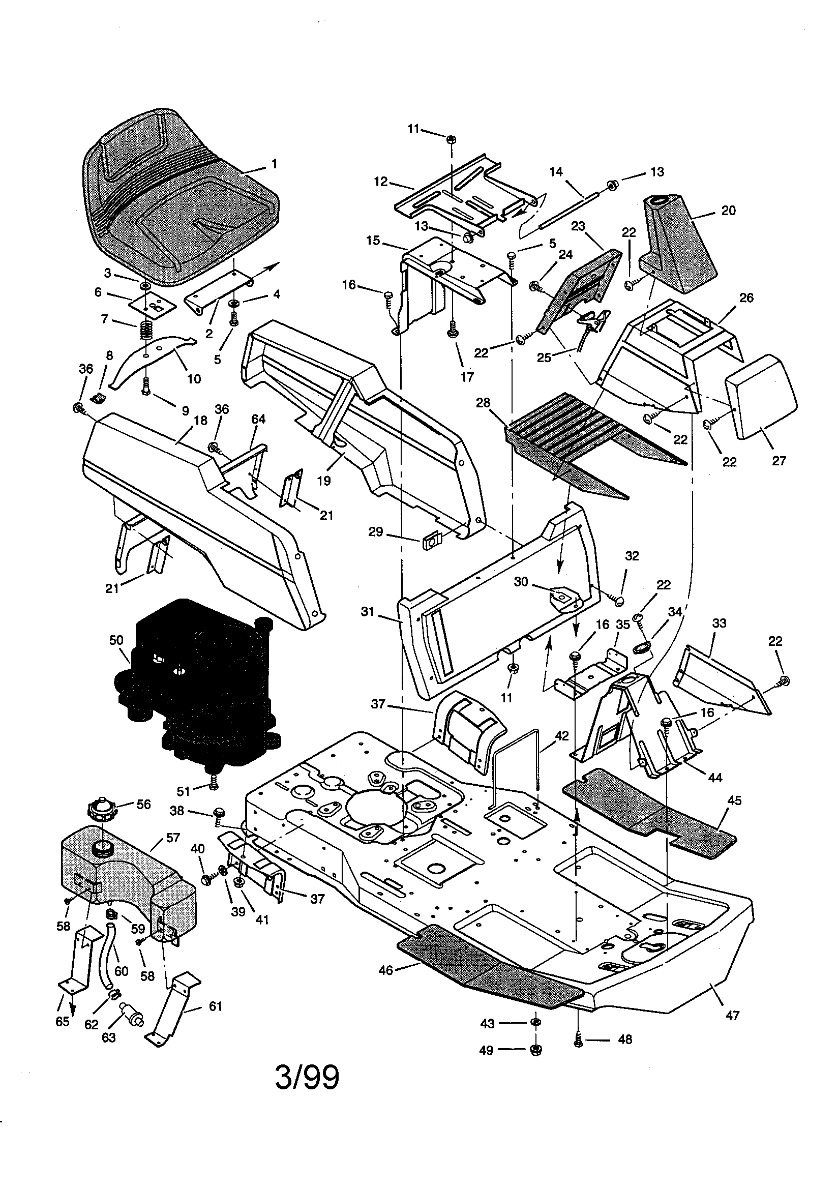 Body Chassis Diagram and Parts List for 536270211  Craftsman Engine