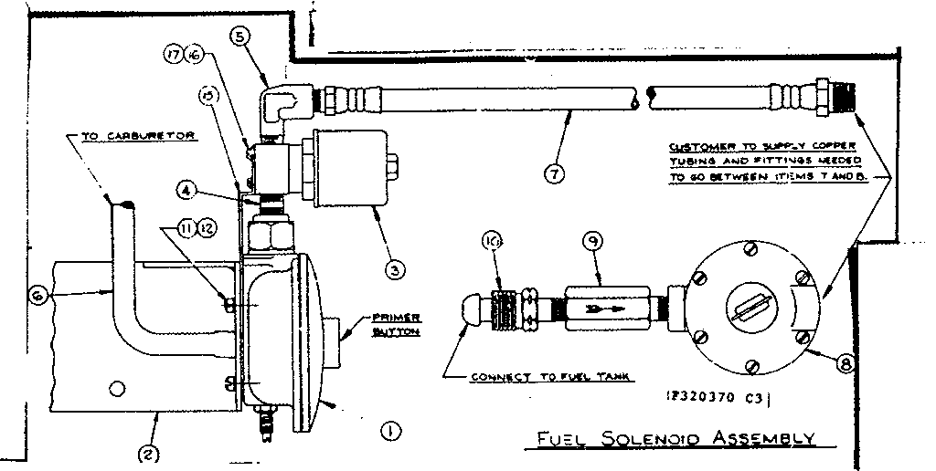 Fuel Solenoid Assembly Diagram and Parts List for 580320370  Craftsman Engine