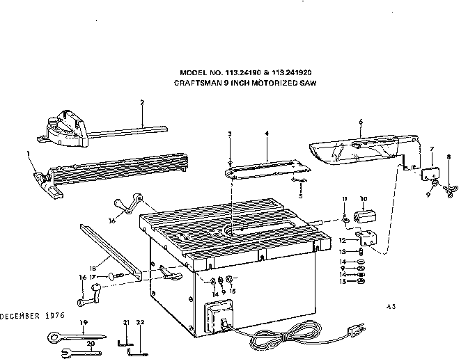 Unit Housing Diagram and Parts List for 11324190  Craftsman Power Motor
