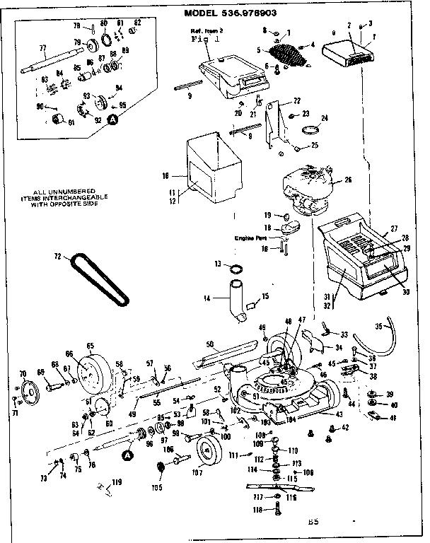 Mower Deck Diagram and Parts List for 536978903  Craftsman Lawn Mower
